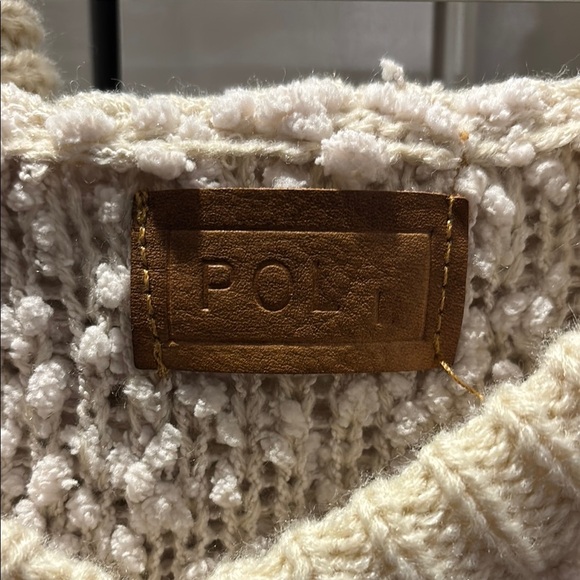 Pol's Boho Cottage Textured Popcorn Hoodie Chunky Knit Women's Sweater Sz L - Picture 2 of 3